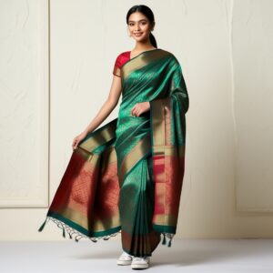 banarasi sarees, girl pairing it with sneakers, banarasi sarees.