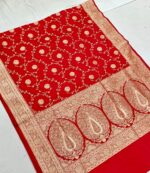 Elegant Kalindi Jaal Silk Saree featuring intricate floral jaal weaving on premium silk fabric, ideal for festive and traditional occasions.