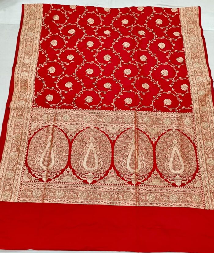 Elegant Kalindi Jaal Silk Saree featuring intricate floral jaal weaving on premium silk fabric, ideal for festive and traditional occasions.