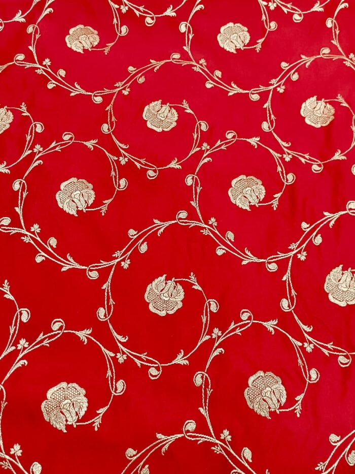 Elegant Kalindi Jaal Silk Saree featuring intricate floral jaal weaving on premium silk fabric, ideal for festive and traditional occasions.